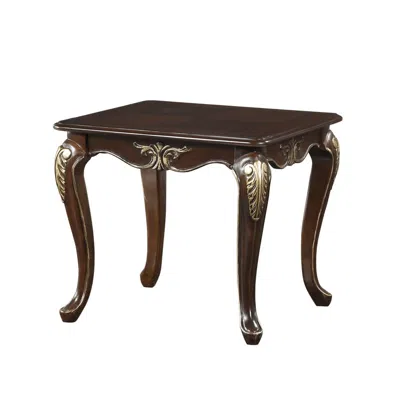 Hivvago Croy 28 Inch Side End Table, Classic Cabriole Legs, Dark Cherry Brown