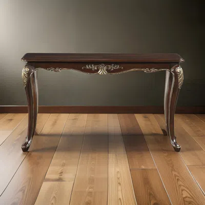 Hivvago Croy 52 Inch Sofa Table, Classic Cabriole Legs, Cherry Brown
