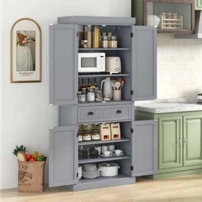 Hivvago Cupboard Freestanding Kitchen Cabinet W/ Adjustable Shelves-gray