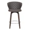 Hivvago Curved Back Leatherette Barstool With Swivel Mechanism, Brown
