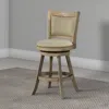 Hivvago Curved Back Wood Swivel Counter Stool, Nailhead Trim, Driftwood Wire-brush, Ivory In Neutral