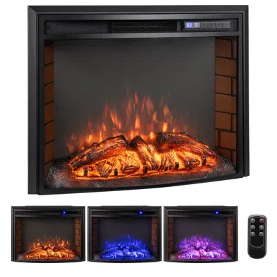 Hivvago Curved Recessed Electric Fireplace Insert With Remote Control And Overheat Protection In Multi