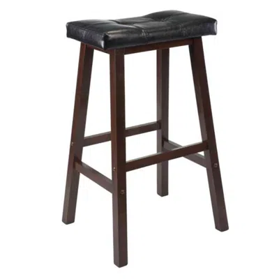 Hivvago Cushion Saddle Seat Bar Stool Black And Walnut In Brown