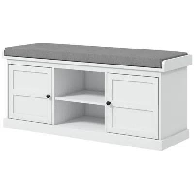 Hivvago Cushioned Shoe Cabinet Bench For Hallway In White
