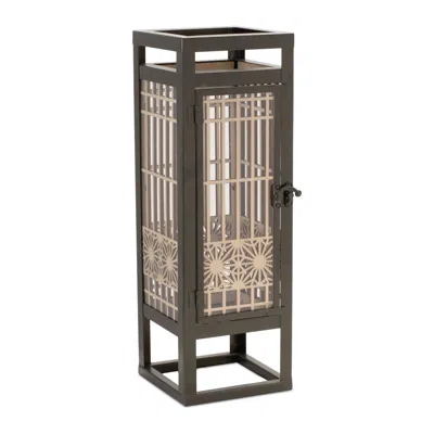 Hivvago Cut Out Wood Candle Holder With Iron Frame 15"h In Multi