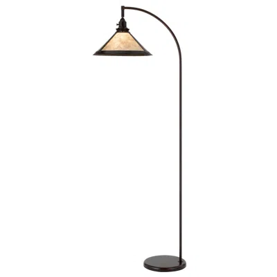 Hivvago Cyan 65 Inch Adjustable Metal Arc Floor Lamp, White Mica Shade, Dark Bronze