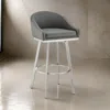 Hivvago Dalza 30 Inch Swivel Barstool Chair, Cushioned Open Back, Gray Faux Leather