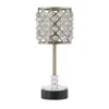 Hivvago Dany 24 Inch Table Lamp With Crystal Drum Shade, Metal, Brushed Nickel In Black