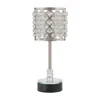 Hivvago Dany 24 Inch Table Lamp With Crystal Drum Shade, Metal, Brushed Nickel In Gray
