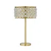Hivvago Dany 28 Inch Table Lamp With Crystal Drum Shade, Gold Brass Metal Base In Gold