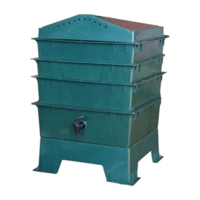 Hivvago Dark Green Vermicompost 3-tray Vermicomposter With Compost Tea Spigot In Blue
