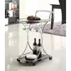 Hivvago Dazzling Serving Cart With 2 Black Glass Shelves, Silver