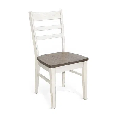 Hivvago Dean Dining Chair Set Of 2, Ladderback Design, White Mahogany Wood