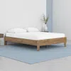 Hivvago Deana Queen Platform Bed, Honey Brown Wood, Low Profile Tapered Legs In Brown