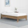 Hivvago Deana Twin Platform Bed, Honey Brown Wood, Low Profile Tapered Legs In White