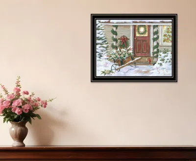 Hivvago Decorated Holiday Porch Black Framed Wall Art