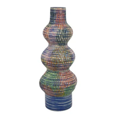 Hivvago Decorative Accent Vase, 3 Rounded Accents, 22 Inch Multicolor Ceramic