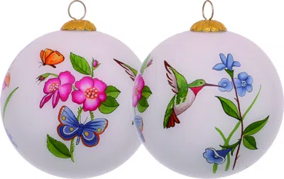 Hivvago Decorative Florals Hand Painted Mouth Blown Glass Ornament