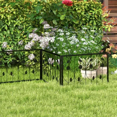 Hivvago Decorative Garden Fence With 8 Panels Animal Barrier-black