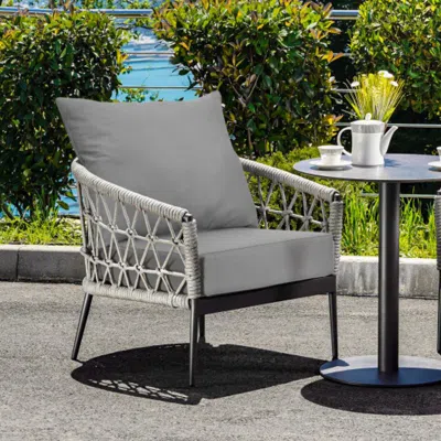 Hivvago Deep Seat Chair Cushion Pads Set With Rope Belts For Indoor And Outdoor-gray