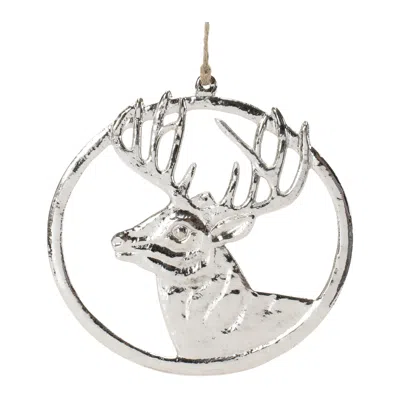 Hivvago Deer Mount Ornament (set Of 12) In Silver