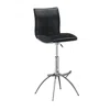 Hivvago Deko 26-31 Inch Adjustable Height Barstool Chair, Chrome Black Faux Leather In Black