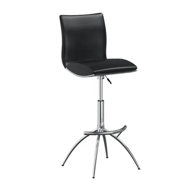 Hivvago Deko 26-31 Inch Adjustable Height Barstool Chair, Chrome Black Faux Leather