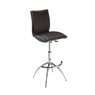 Hivvago Deko 26-31 Inch Adjustable Height Barstool Chair, Chrome Brown Faux Leather In Black