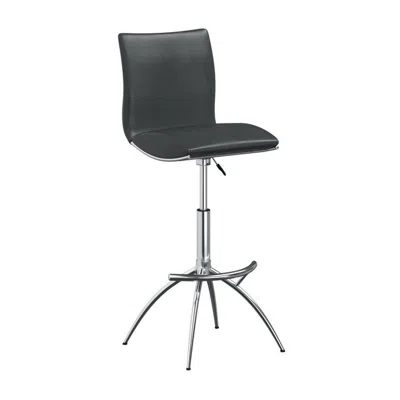 Hivvago Deko 26-31 Inch Adjustable Height Barstool Chair, Chrome, Gray Faux Leather In Black
