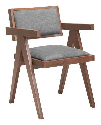 Hivvago Delhi Dining Chair (set Of 2) Gray & Walnut In Brown