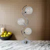 Hivvago Denise 32 Inch Table Lamp, Metal Frame, Round Base Glass, Crystals, Silver In Metallic