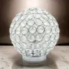 Hivvago Denise 9 Inch Table Lamp, Round Metal Base, Crystal Ball Shade, Silver In White