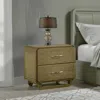 Hivvago Deon Nightstand, 2 Drawers W Nickel Handles, Sled Legs, Nutmeg Brown In Brown
