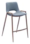 Hivvago Desi Barstool (set Of 2) Azure Gray & Walnut
