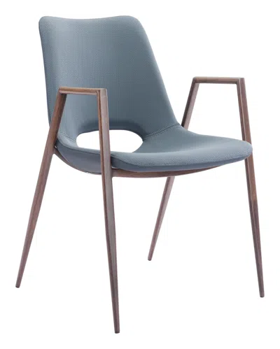 Hivvago Desi Dining Chair (set Of 2) Azure Gray & Walnut In Blue