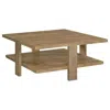 Hivvago Dew 36 Inch Side Coffee Table, Lower Shelf, Engineered Wood, Mango Brown In Brown