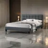 Hivvago Dex Modern Platform California King Bed, Tufted Upholstery, Charcoal Gray In Gray