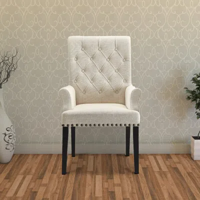 Hivvago Diamond Tufted Upholstered Dining Chair, Cream & Smokey Black