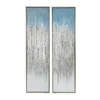 Hivvago Dimy 20 X 71 Set Of 2 Wall Art, Hand Painted Dahlia, Blue Silver Ombre In Gray