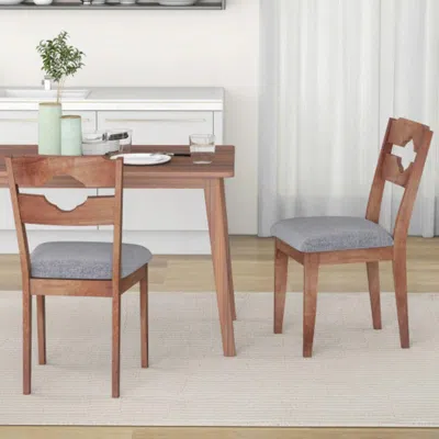 Hivvago Dining Chair Set Of 2 Fabric Upholstered Kitchen Chairs With Padded Seat And High Back-gray