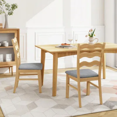Hivvago Dining Chair Set Of 2 Linen Fabric Upholstered Kitchen Chairs With Padded Seat-natural In Neutral