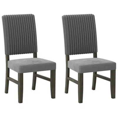 Hivvago Dining Chair Set Of 2 Mid-century Modern Velvet Fabric Upholstered Chairs-grey In Gray