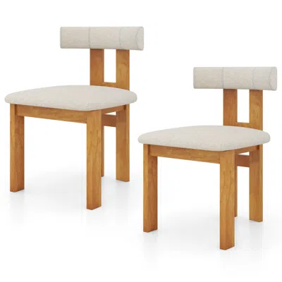 Hivvago Dining Chair Set Of 2 Upholstered Kitchen Chair With Padded Seat-natural