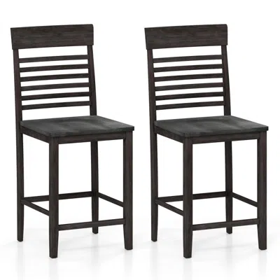 Hivvago Dining Chair Set Of 2 With Footrests And Solid Wood Frame