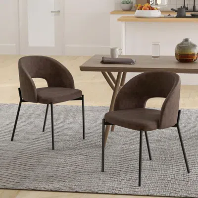 Hivvago Dining Chair Set Of 2 With High-density Sponge Cushion And Pu Leather-brown