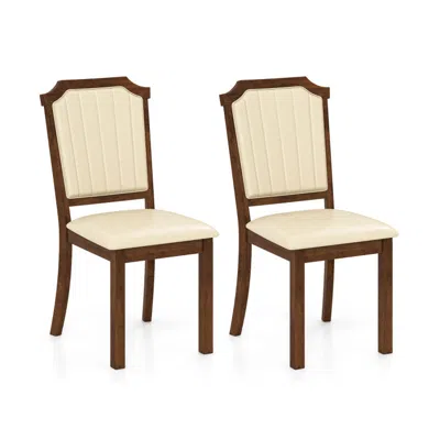 Hivvago Dining Chair Set Of 2 With Pu Leather And Rubber Wood Frame
