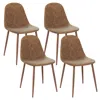 Hivvago Dining Chair Set Of 4 Faux Pu Leather Upholstered Kitchen Chairs With Metal Legs In Brown