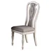 Hivvago Dining Chair With Button Tufted Backrest, Padded Seat, Set Of 2, White And Gray In White