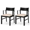 Hivvago Dining Chair With Contoured Backrest And Padded Seat Set Of 2-beige