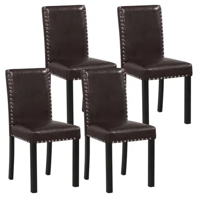 Hivvago Dining Chairs Faux Leather Upholstered Parsons Kitchen Chairs In Black